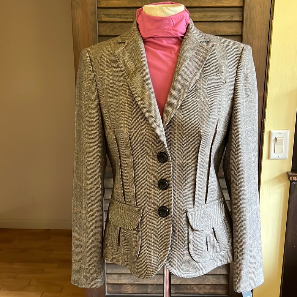 Tailored Brown Plaid Blazer